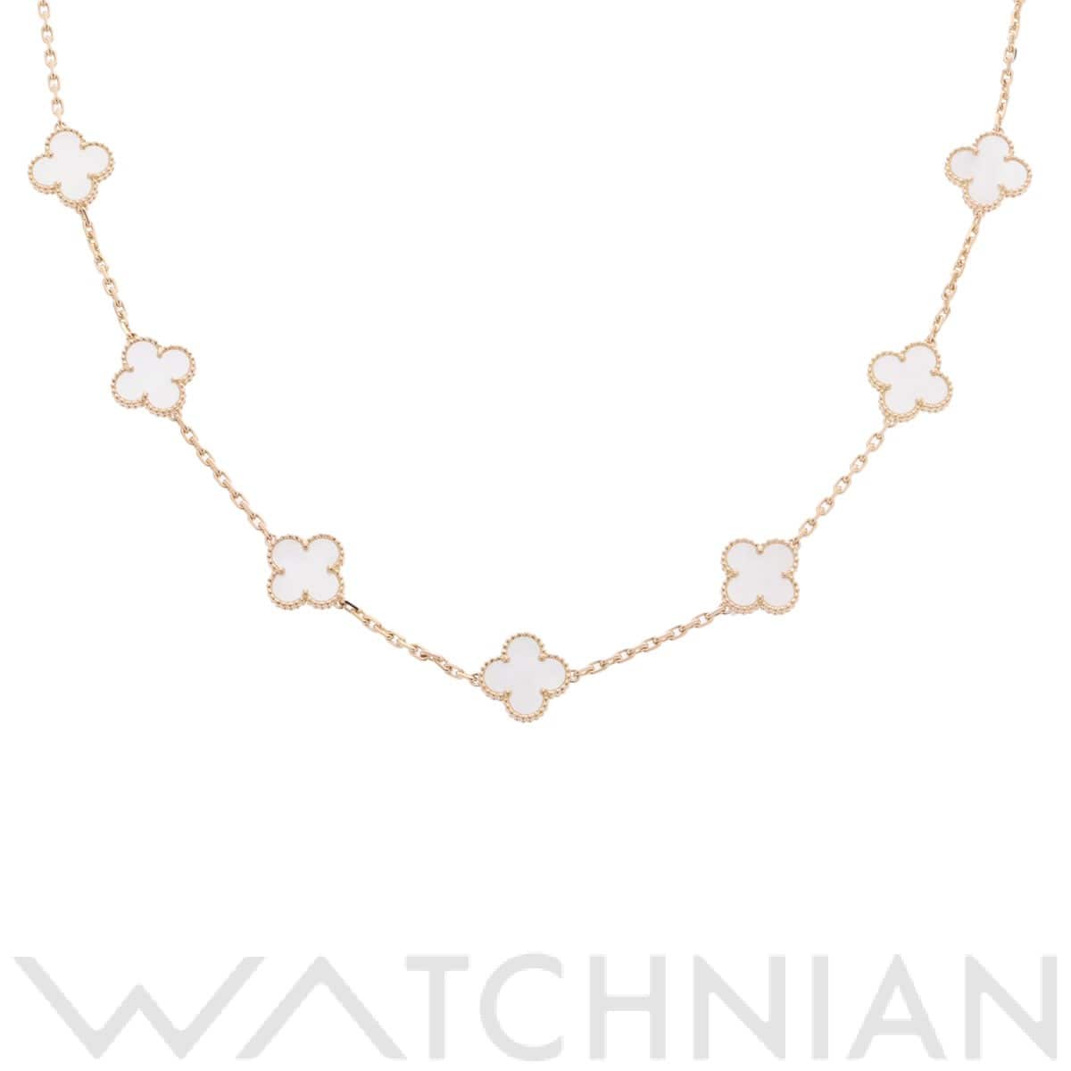 ヴァン クリーフ&アーペル ヴィンテージアルハンブラ ネックレス 20P ゴールド K18イエローゴールド YG/ホワイトシェル レディース ジュエリー 【中古】【jewelry】