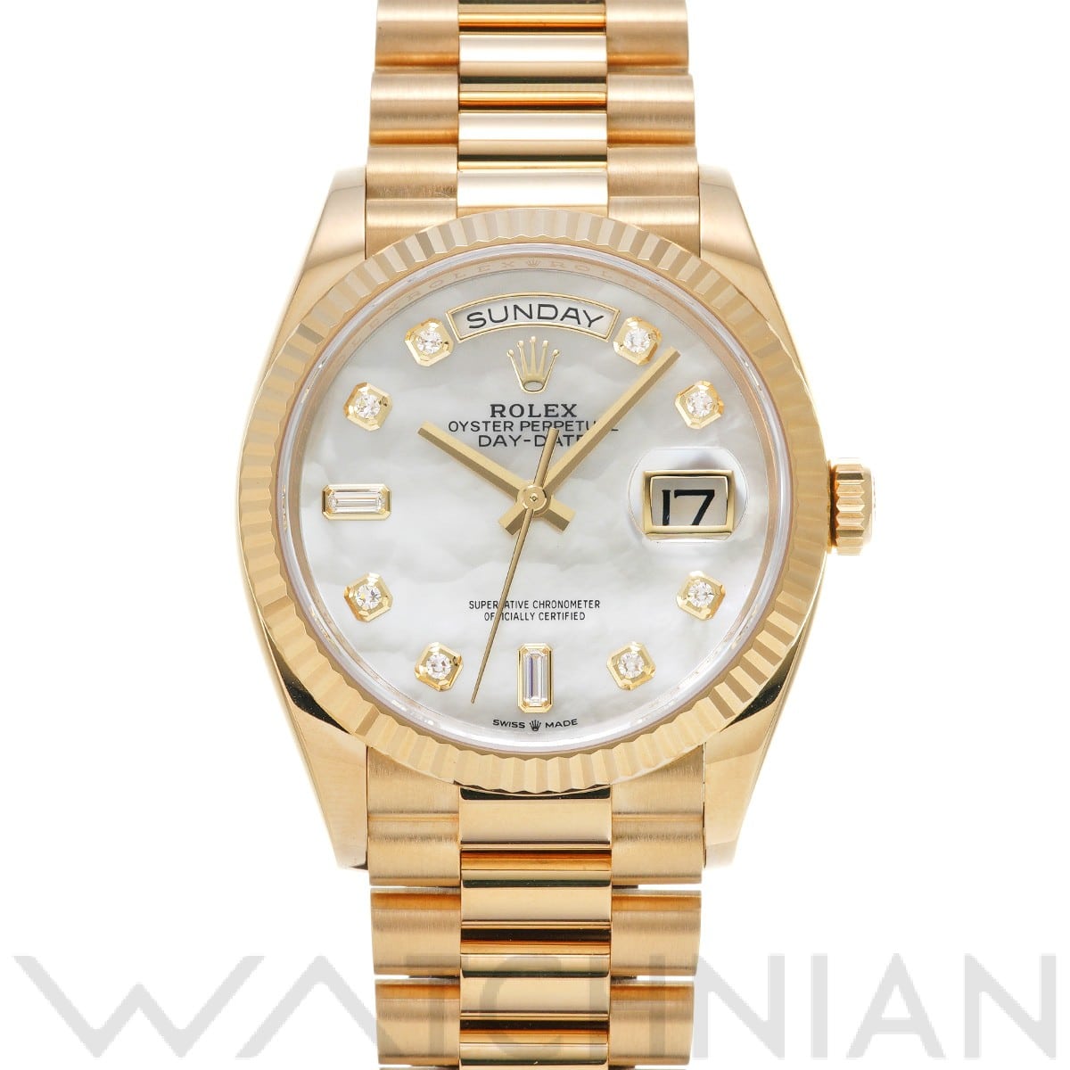 ロレックス / ROLEX デイデイト 36 128238NCA ホワイトシェル/ダイヤモンド メンズ 時計 【中古】【wristwatch】