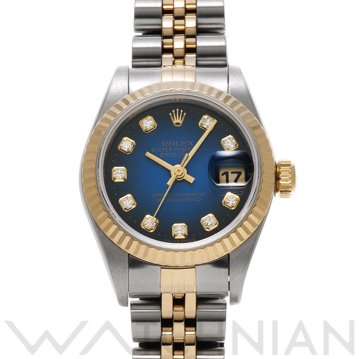 デイトジャスト 69173G U番(1997年頃製造) ブルー・グラデーション/ダイヤモンド ロレックス ROLEX レディース 【中古】