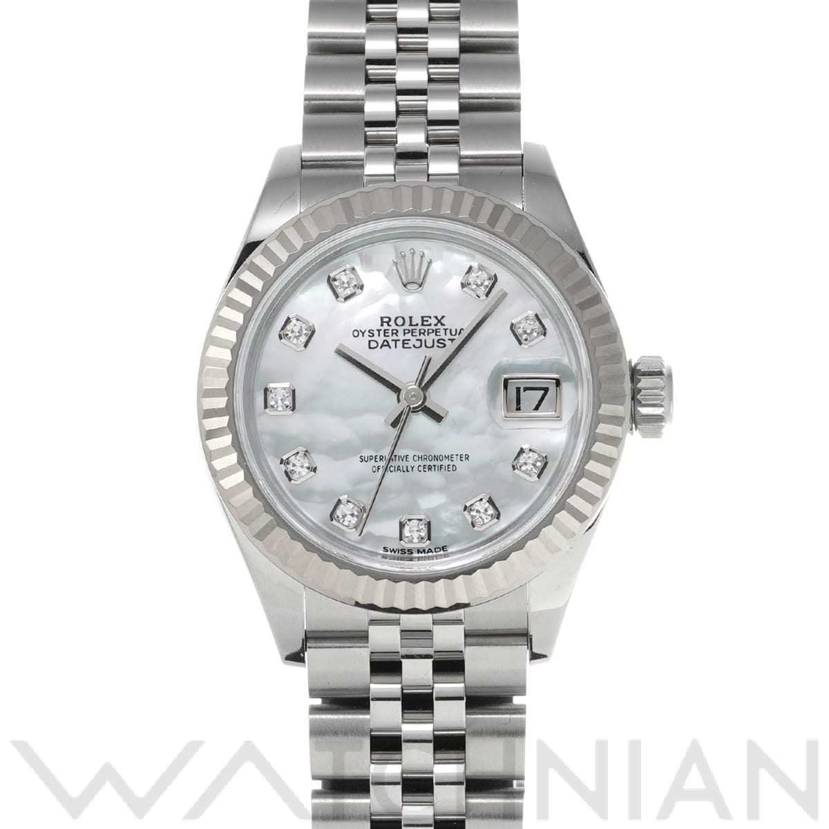 ロレックス レディ デイトジャスト 28 279174NG ホワイトシェル/ダイヤモンド レディース 時計 【中古】【wristwatch】