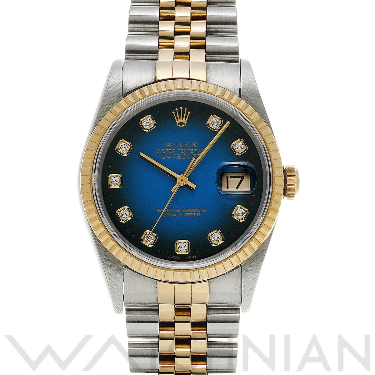 ロレックス デイトジャスト 16233G ブルー・グラデーション/ダイヤモンド メンズ 時計 【中古】【wristwatch】