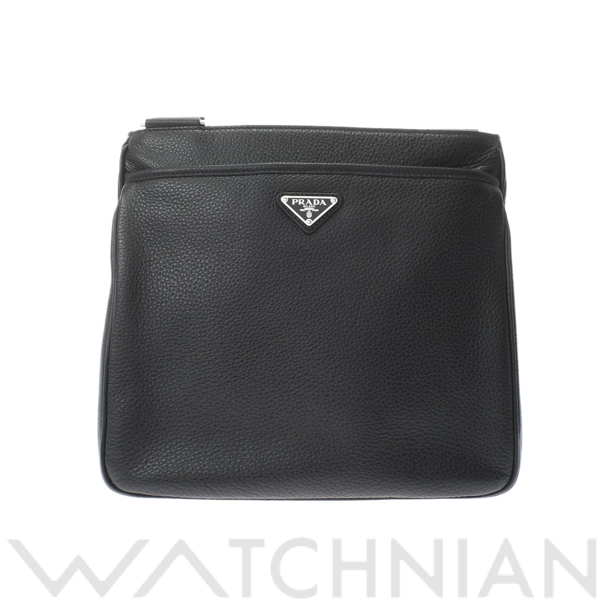 ショルダーバッグ アウトレット品 ブラック/シルバー金具 2VH019 レザー PRADA プラダ ユニセックス 【中古】