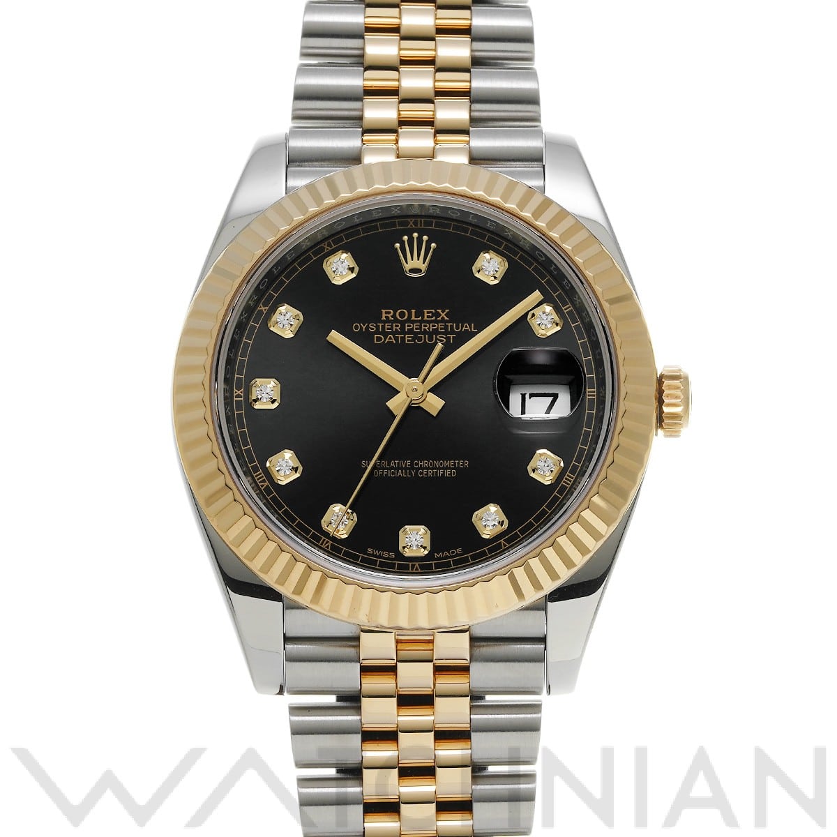 ロレックス デイトジャスト 41 126333G ブライトブラック/ダイヤモンド メンズ 時計 【中古】【wristwatch】