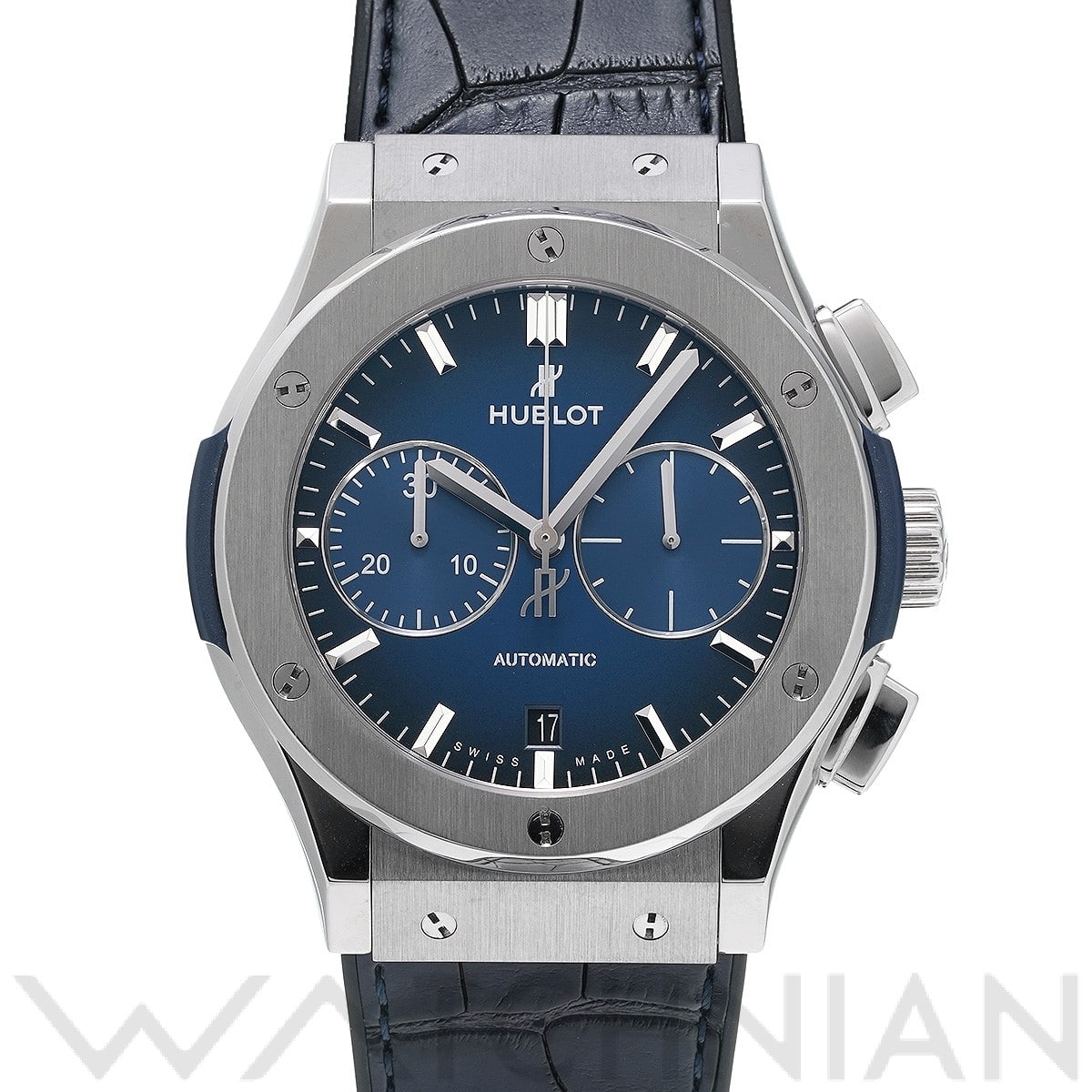 クラシックフュージョン チタニウム クロノグラフ ディープブルー 521.NX.6670.LR.JPN18 ブルー ウブロ HUBLOT メンズ 【中古】