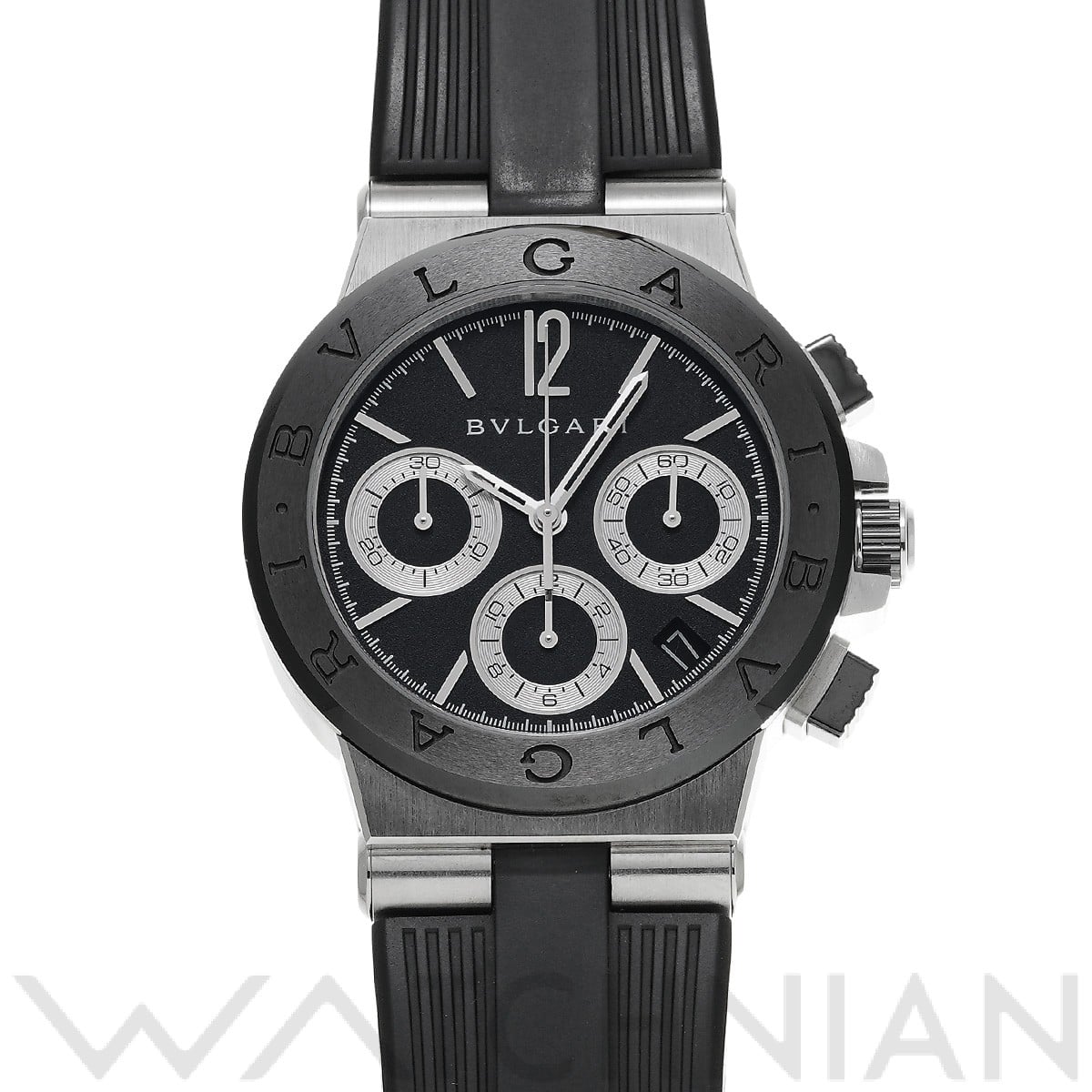 ディアゴノ クロノグラフ DG37SCCH ブラック ブルガリ BVLGARI メンズ 【中古】