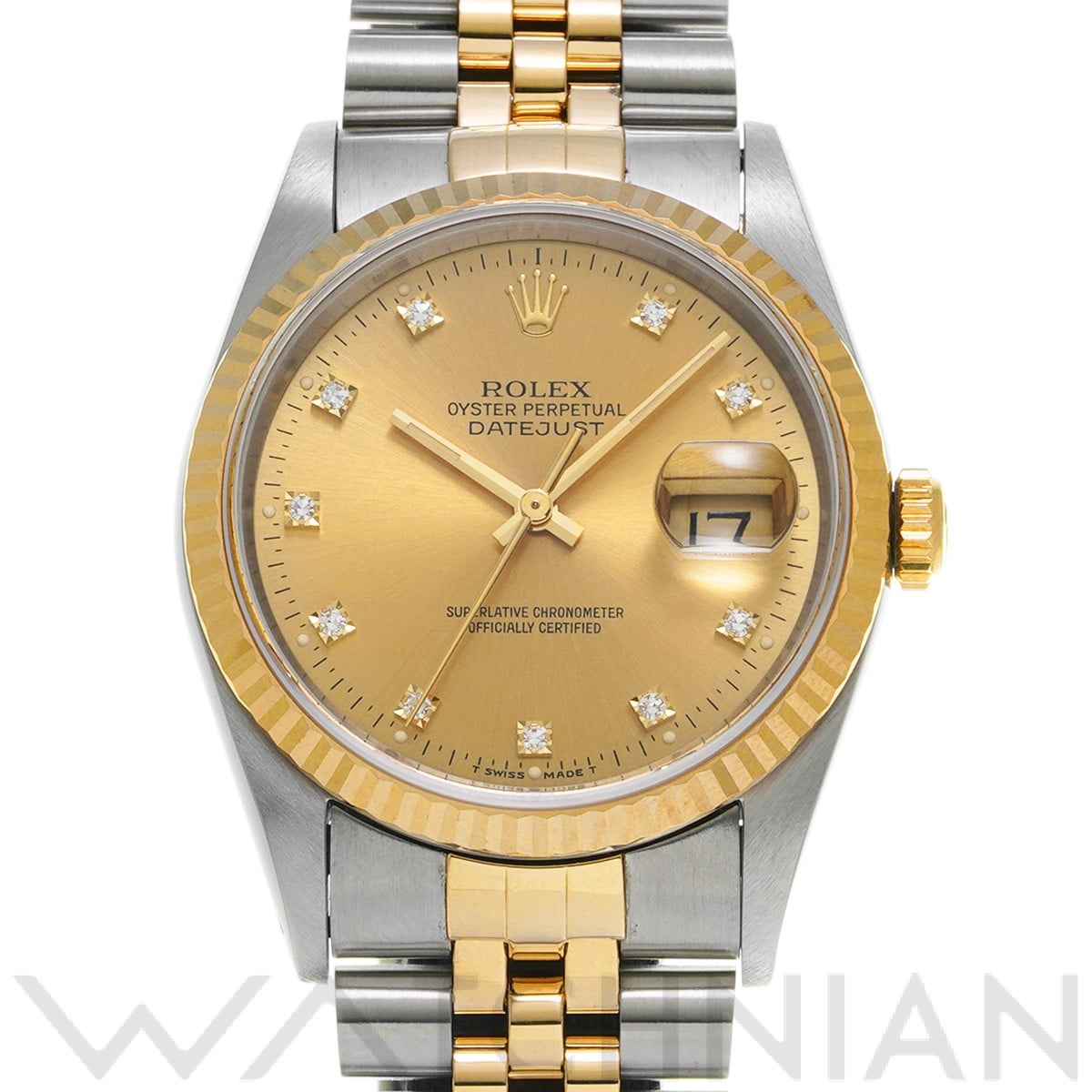 ロレックス デイトジャスト 16233G シャンパン/ダイヤモンド メンズ 時計 【中古】【wristwatch】