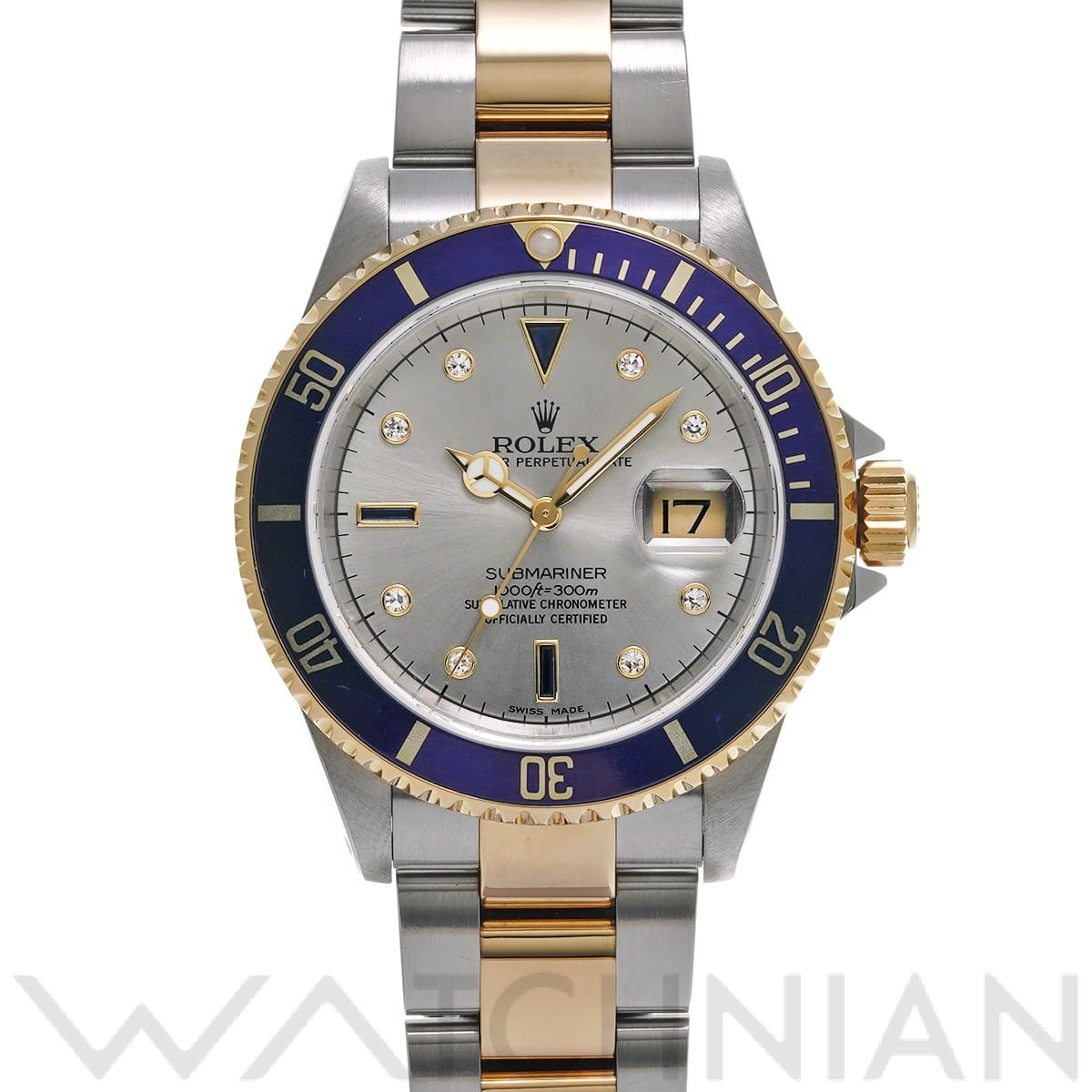 サブマリーナ デイト 16613SG A番(1999年頃製造) グレー/ダイヤモンド/サファイア ロレックス ROLEX メンズ 【中古】