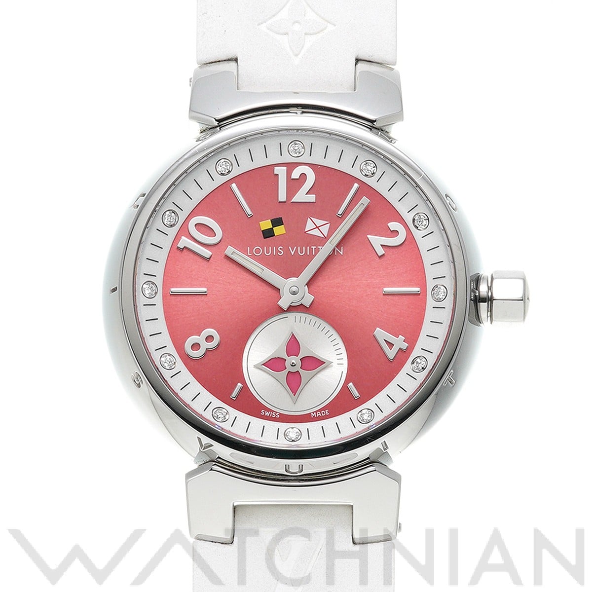 ルイ ヴィトン タンブール ラブリーカップ PM Q1M020 ピンク/シルバー/ダイヤモンド レディース 時計 【中古】【wristwatch】