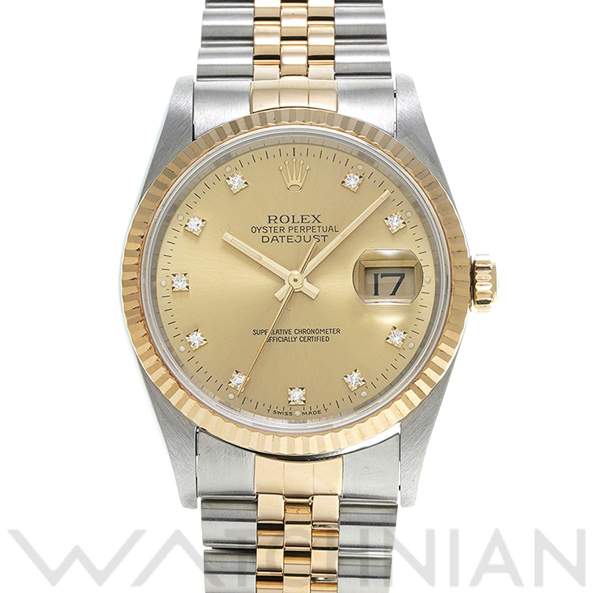 ロレックス デイトジャスト 16233G シャンパン/ダイヤモンド メンズ 時計 【中古】【wristwatch】