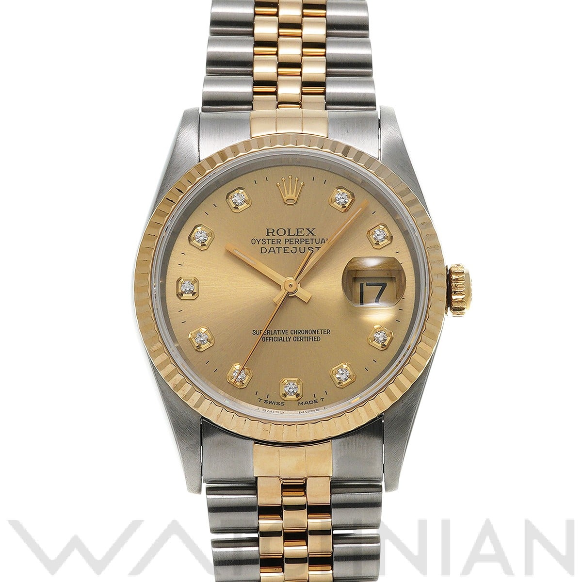ロレックス デイトジャスト 16233G シャンパン/ダイヤモンド メンズ 時計 【中古】【wristwatch】