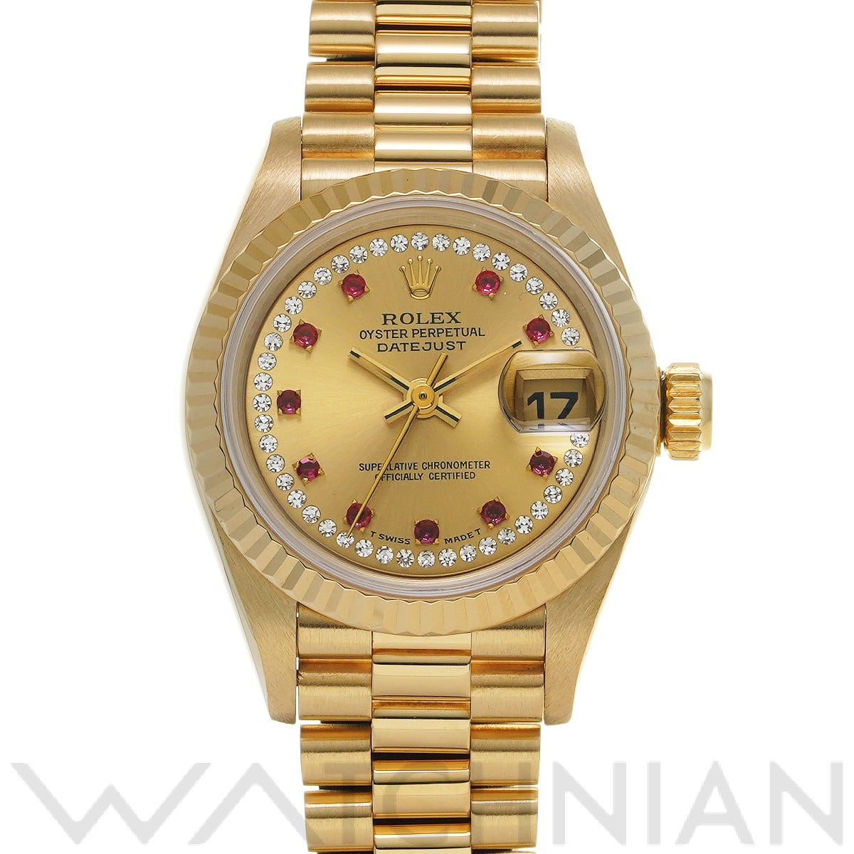 デイトジャスト 69178LR W番(1994年頃製造) シャンパン/ダイヤモンド/ルビー ロレックス ROLEX レディース 【中古】