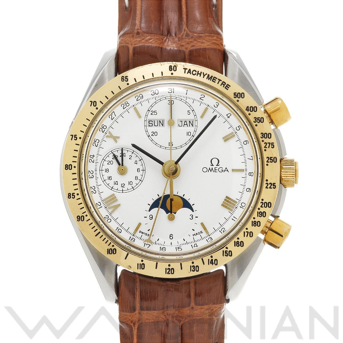 スピードマスター トリプルカレンダー ムーンフェイズ 3331.20 ホワイト オメガ OMEGA メンズ 【中古】