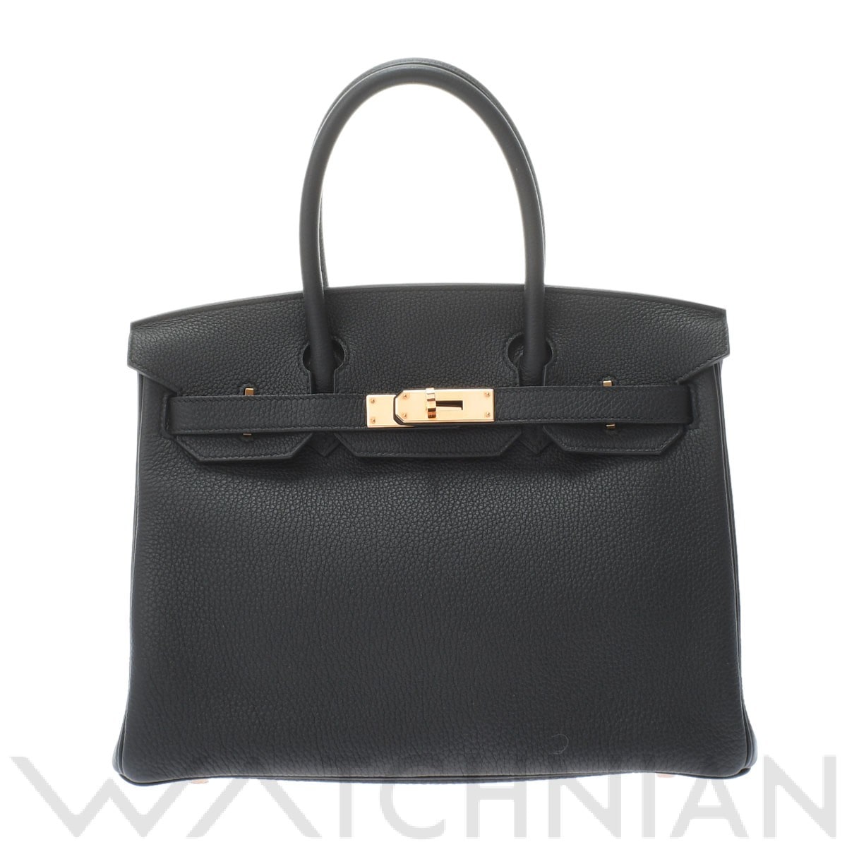 バーキン30 ブラック/ローズゴールド金具 トゴ HERMES エルメス レディース 【中古】