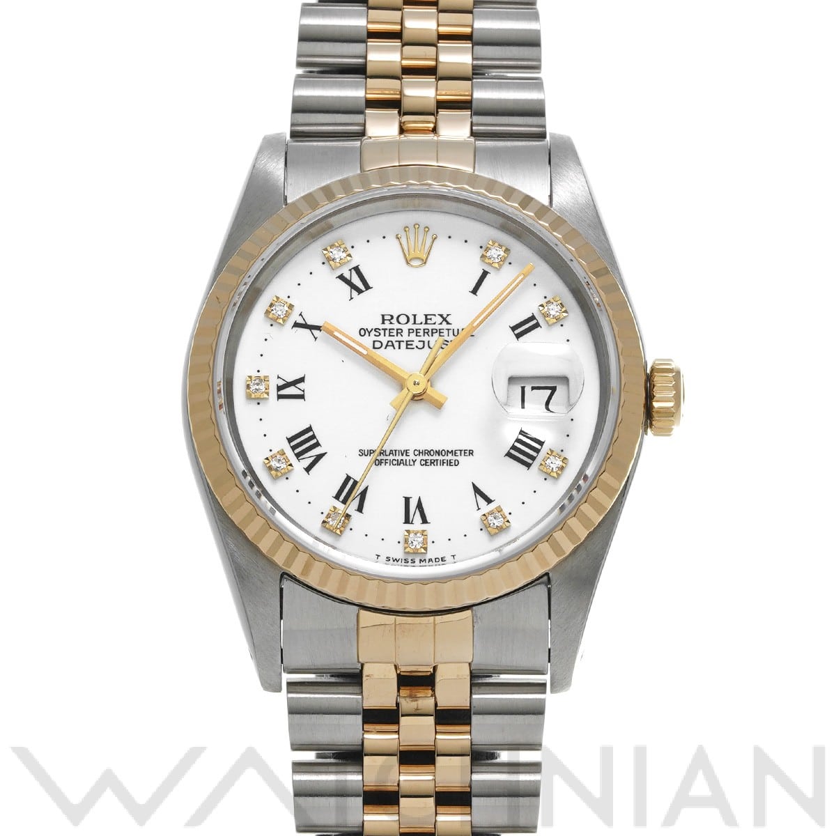 ロレックス デイトジャスト 16233G ホワイト/ダイヤモンド メンズ 時計 【中古】【wristwatch】