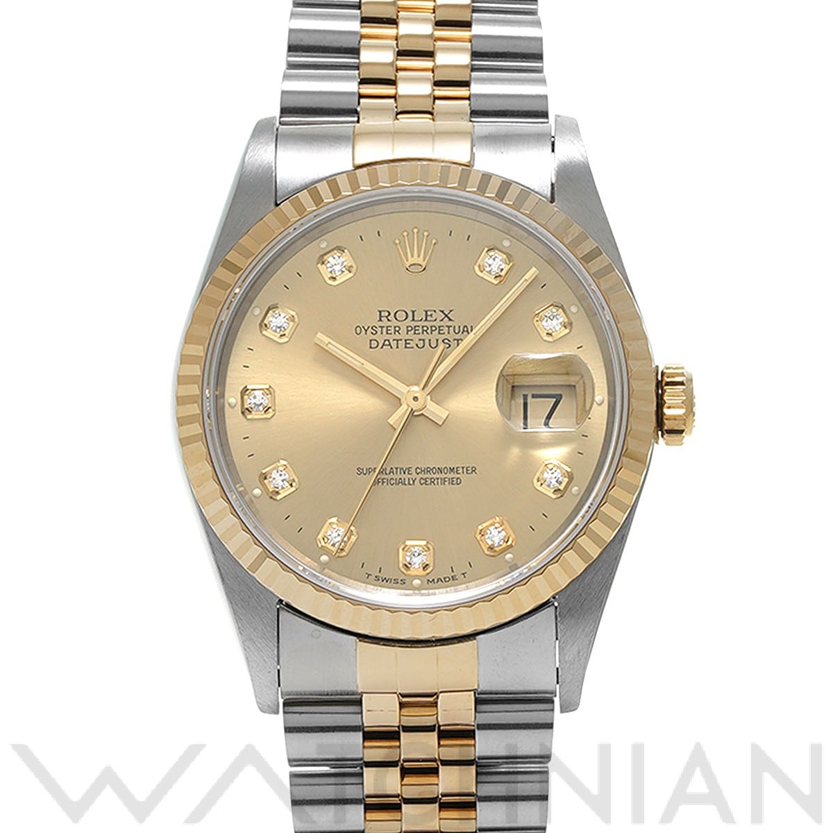 ロレックス デイトジャスト 16233G シャンパン/ダイヤモンド メンズ 時計 【中古】【wristwatch】