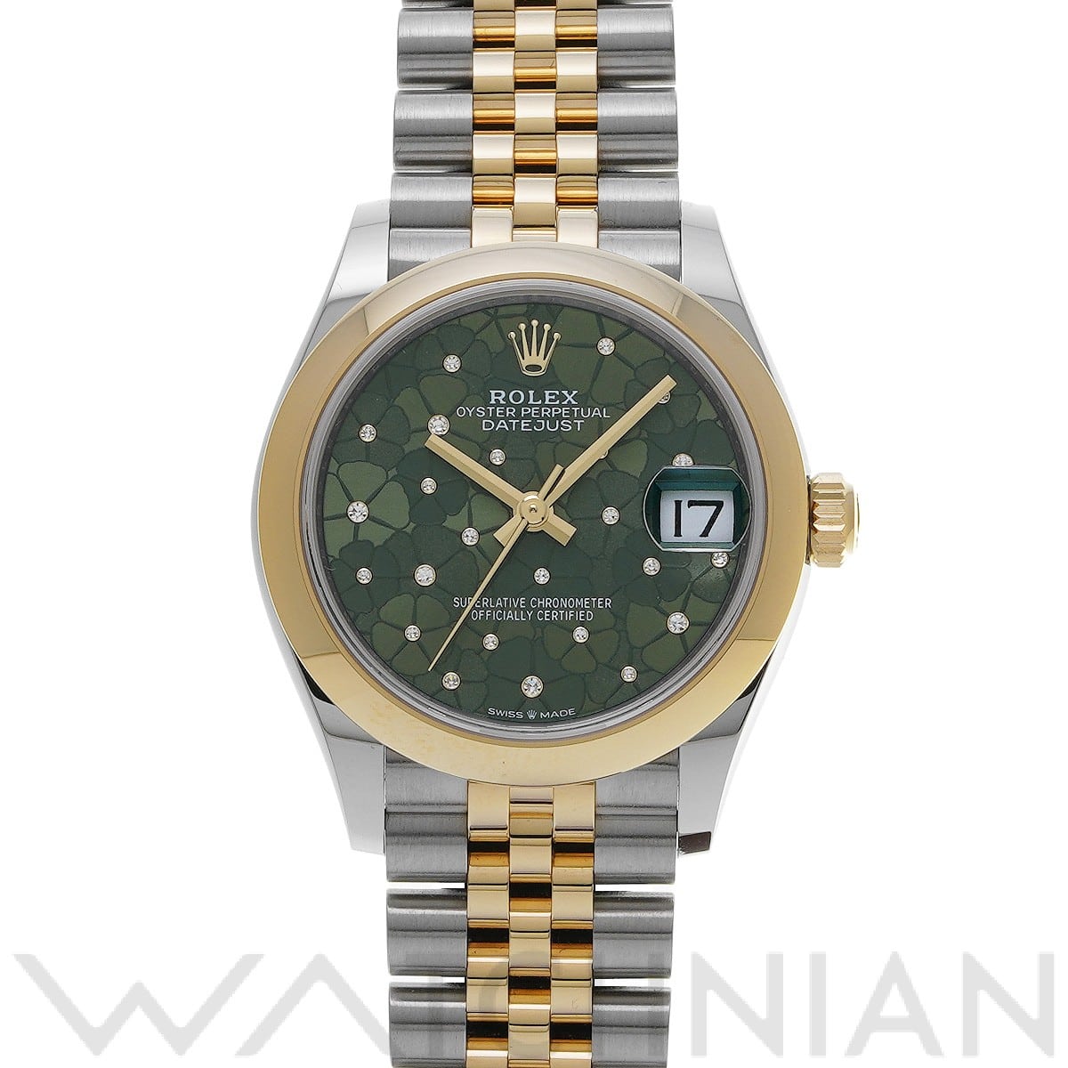ロレックス デイトジャスト 31 278243 オリーブグリーン フローラルモチーフ/ダイヤモンド ユニセックス 時計 【中古】【wristwatch】