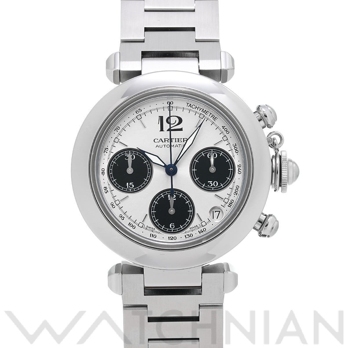 カルティエ / CARTIER パシャC クロノグラフ W31048M7 シルバー/ブラック ユニセックス 時計 【中古】【wristwatch】