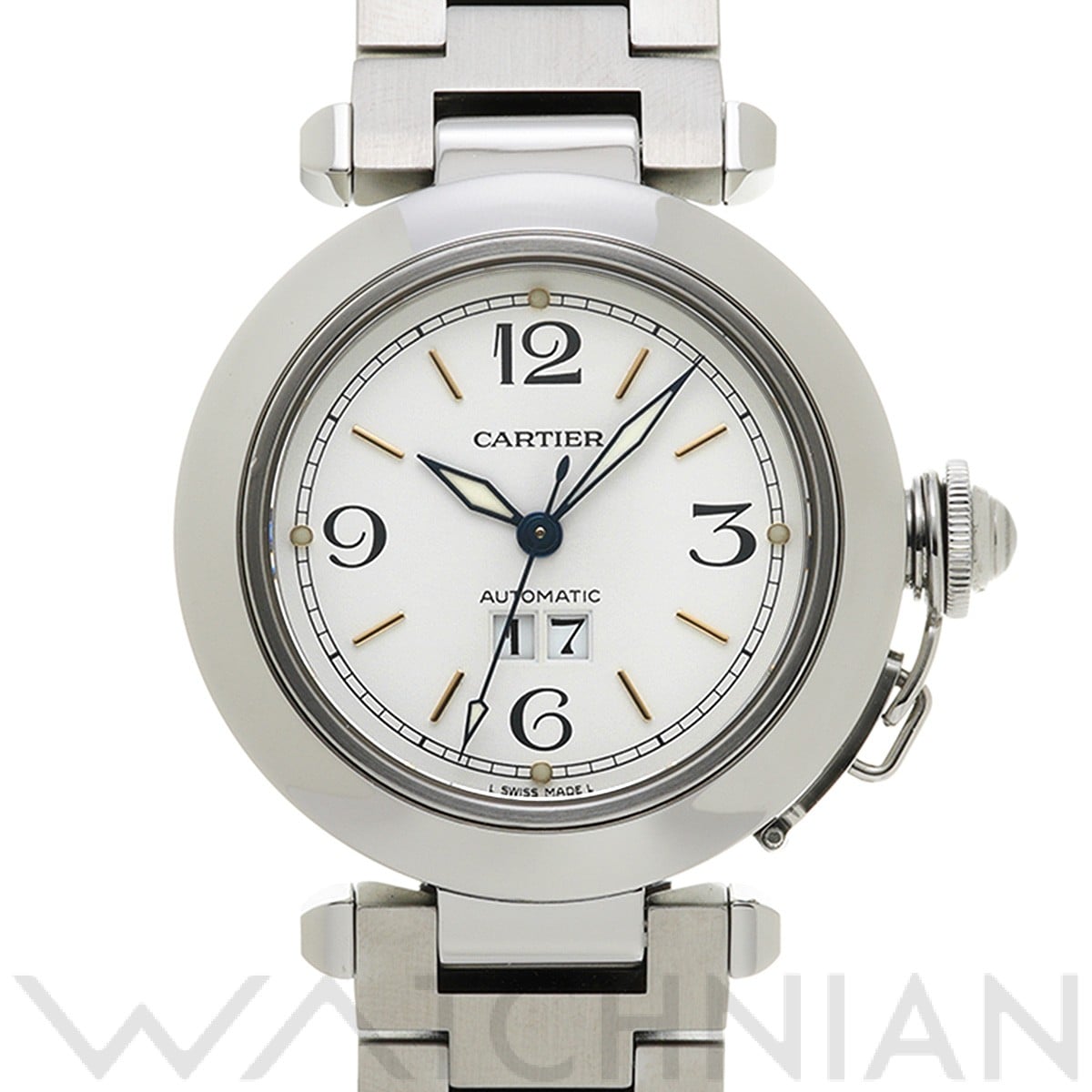 カルティエ / CARTIER パシャC ビッグデイト W31044M7 ホワイト ユニセックス 時計 【中古】【wristwatch】