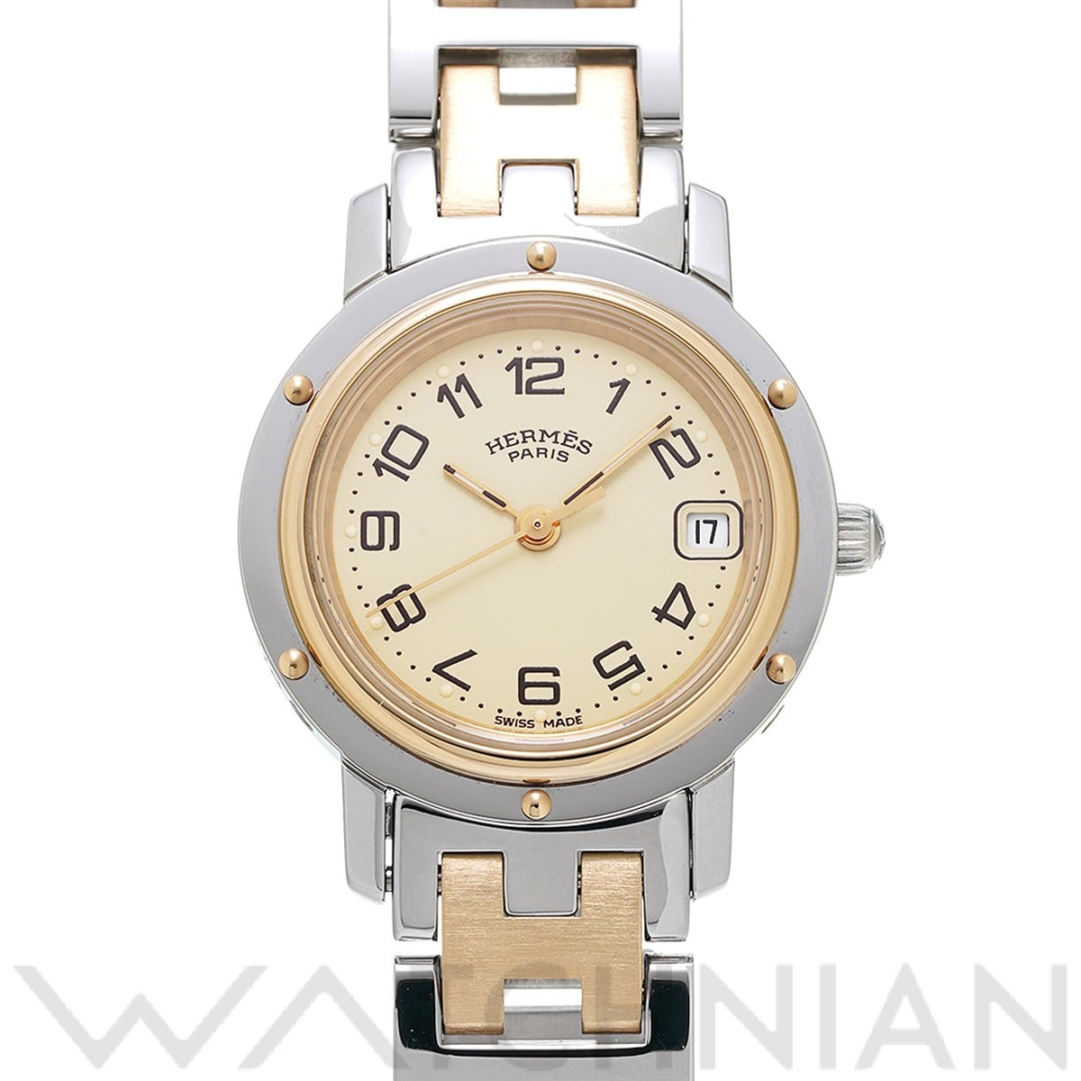 エルメス クリッパー CL4.220 アイボリー レディース 時計 【中古】【wristwatch】