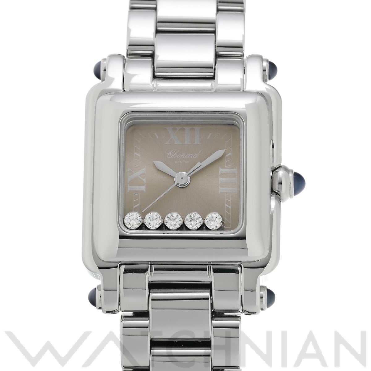 ショパール ハッピースポーツ スクエア 27/8893-23 グレー/ダイヤモンド レディース 時計 【中古】【wristwatch】