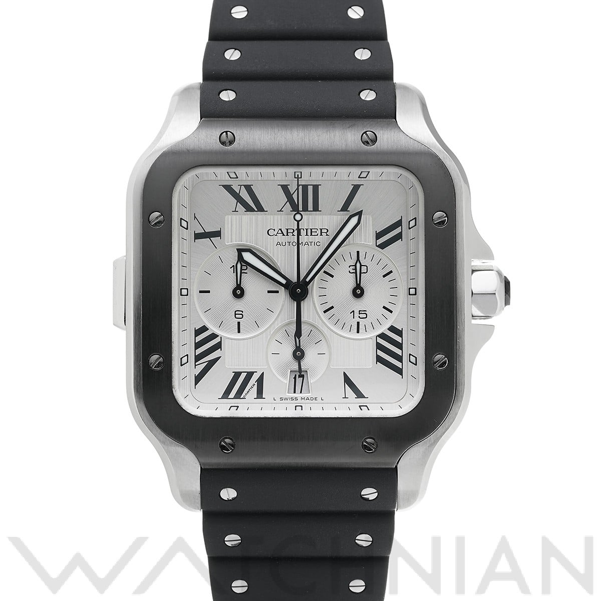 サントス ドゥ カルティエ クロノグラフ XL WSSA0017 シルバー カルティエ CARTIER メンズ 【中古】