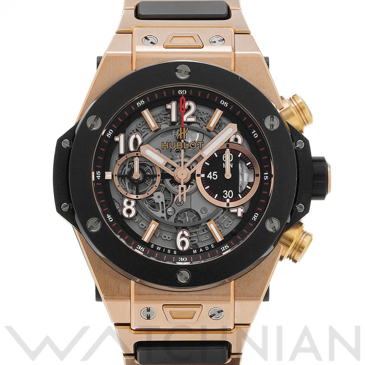 ビッグバン ウニコ キングゴールド セラミック 411.OM.1180.OM マットブラックスケルトン ウブロ HUBLOT メンズ 【中古】