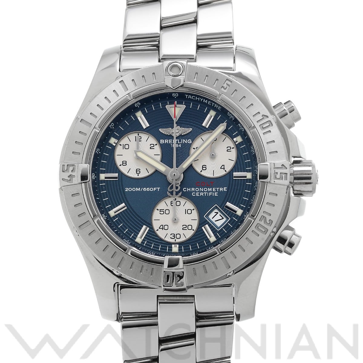 ブライトリング / BREITLING コルト クロノグラフ クォーツ A73380 ブルー/シルバー メンズ 時計 【中古】【wristwatch】