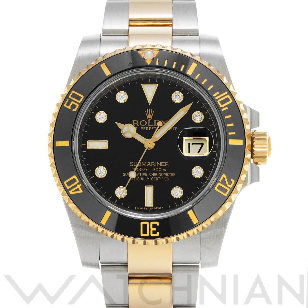 サブマリーナ デイト 116613GLN ランダムシリアル ブラック/ダイヤモンド ロレックス ROLEX メンズ 【中古】