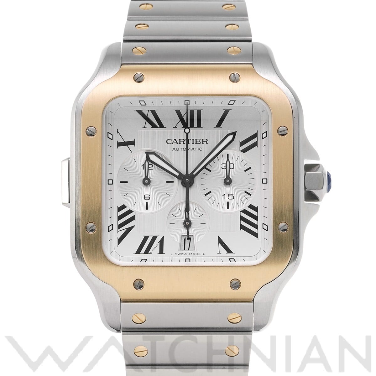 カルティエ / CARTIER サントス ドゥ カルティエ クロノグラフ XL W2SA0008 シルバー メンズ 時計 【中古】【wristwatch】