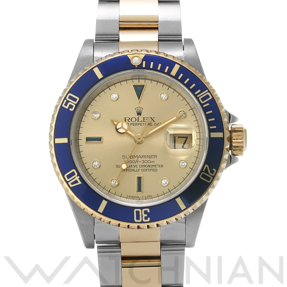 サブマリーナ デイト 16613SG N番(1992年頃製造) シャンパン/ダイヤモンド/サファイア ロレックス ROLEX メンズ 【中古】