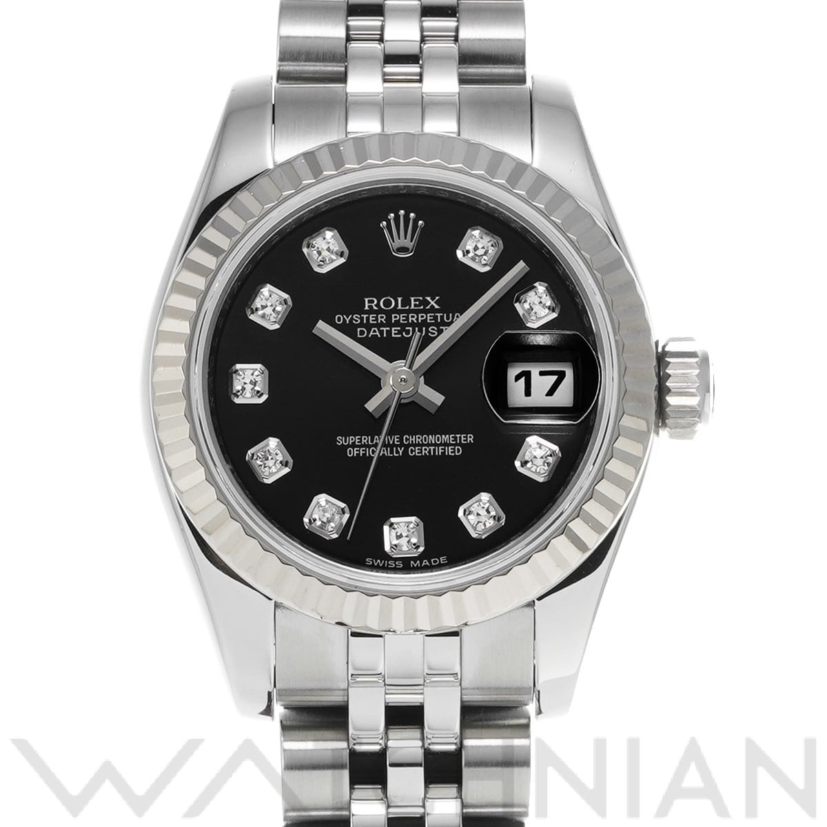 ロレックス レディ デイトジャスト 26 179174G ブラック/ダイヤモンド レディース 時計 【中古】【wristwatch】