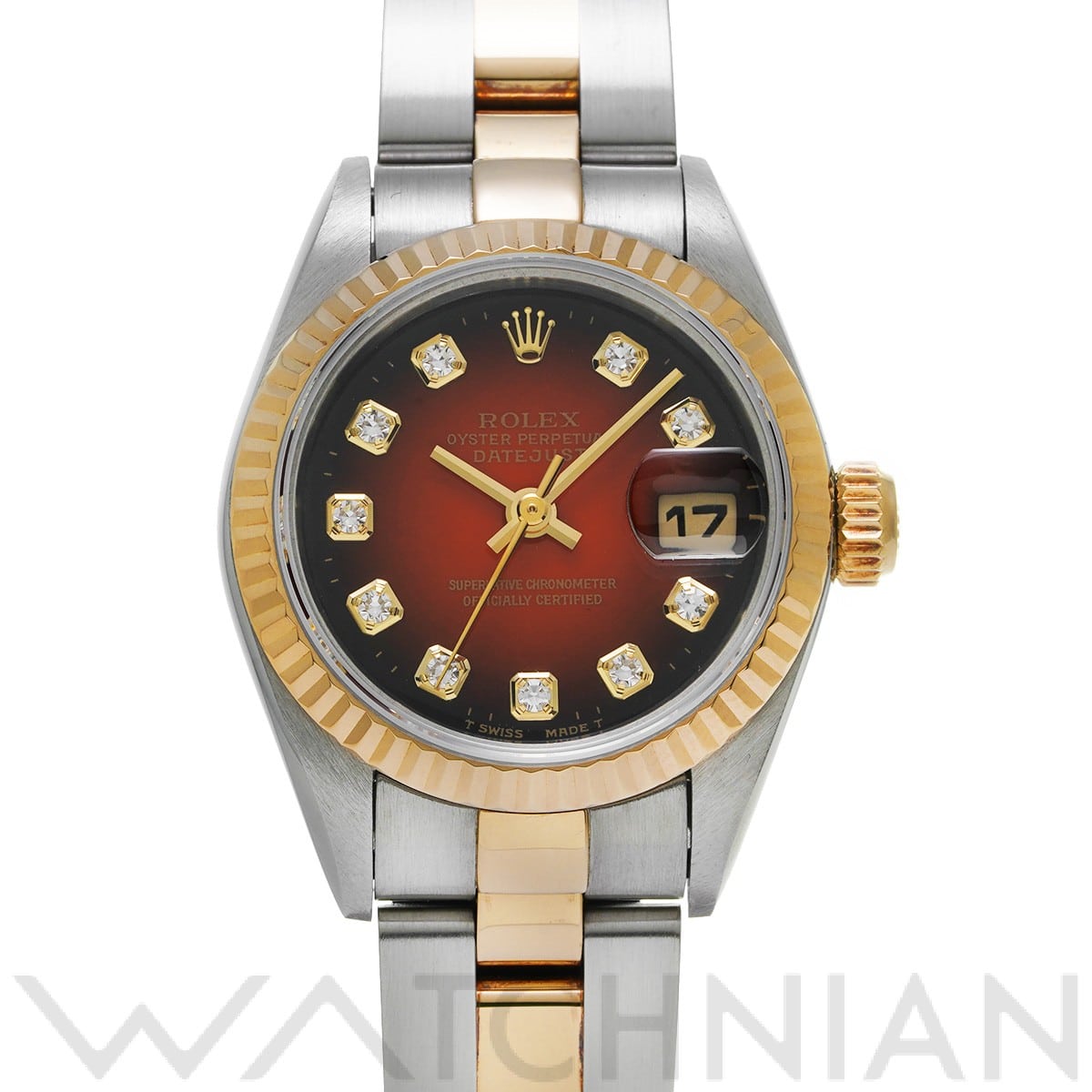 デイトジャスト 69173G W番(1995年頃製造) チェリー・グラデーション/ダイヤモンド ロレックス ROLEX レディース 【中古】