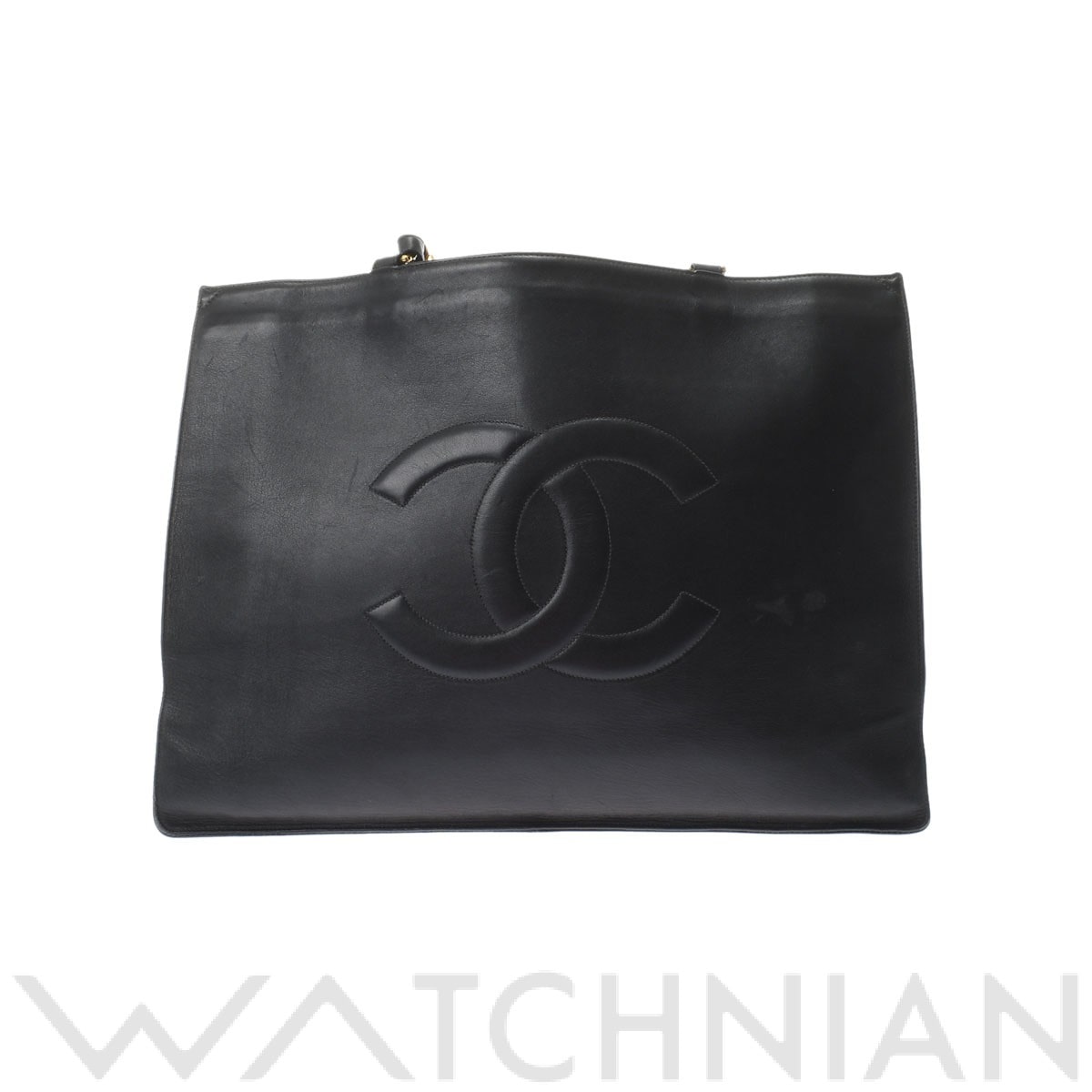 チェーントート ブラック/ゴールド金具 カーフスキン CHANEL シャネル レディース 【中古】