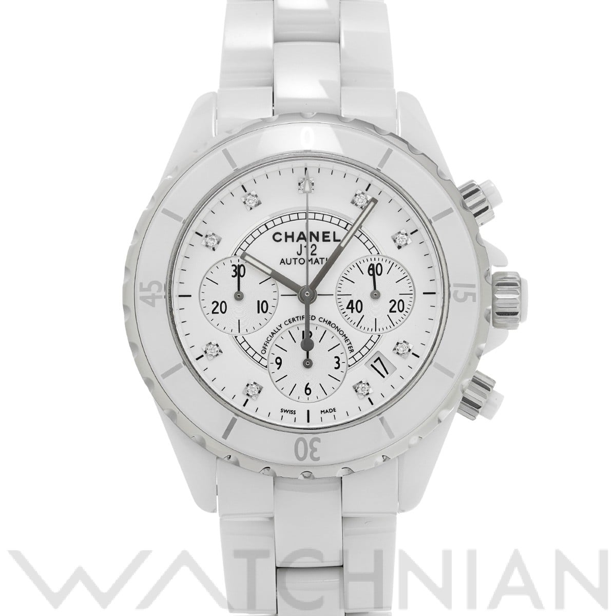 シャネル / CHANEL J12 クロノグラフ 41MM H2009 ホワイトラッカー/シルバー/ダイヤモンド メンズ 時計 【中古】【wristwatch】