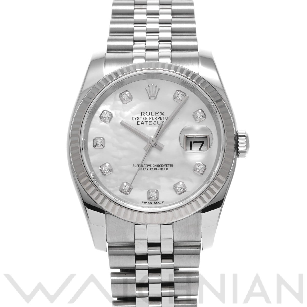 ロレックス デイトジャスト 36 116234NG ホワイトシェル/ダイヤモンド メンズ 時計 【中古】【wristwatch】