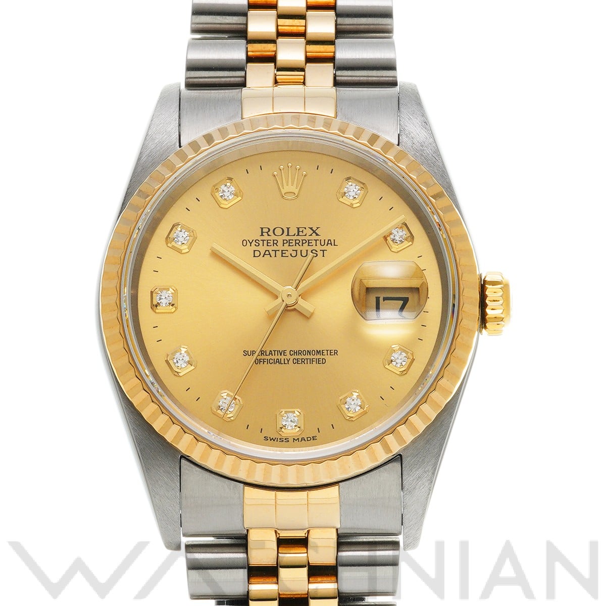 ロレックス デイトジャスト 16233G シャンパン/ダイヤモンド メンズ 時計 【中古】【wristwatch】