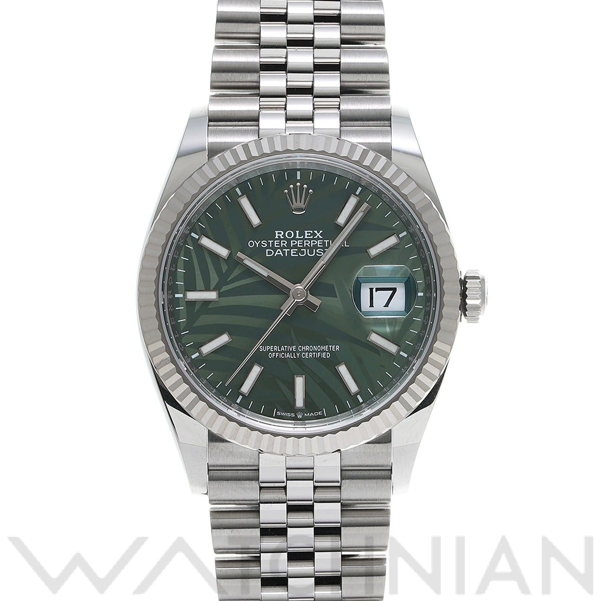 ロレックス デイトジャスト 36 126234 オリーブグリーン パームモチーフ メンズ 時計 【中古】【wristwatch】