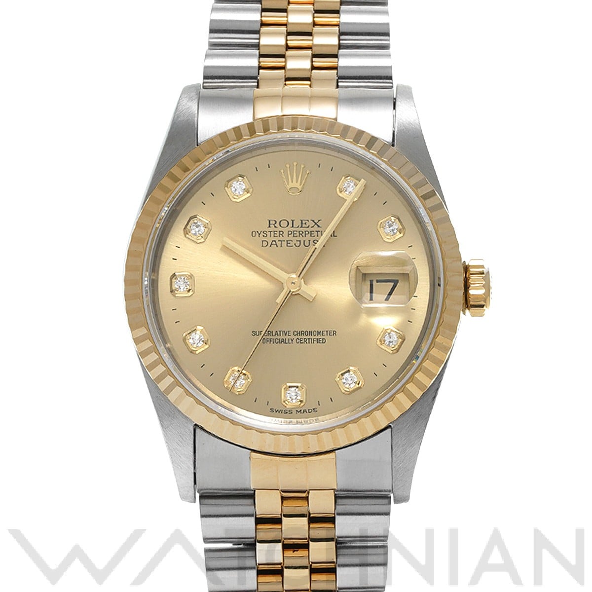 ロレックス デイトジャスト 16233G シャンパン/ダイヤモンド メンズ 時計 【中古】【wristwatch】