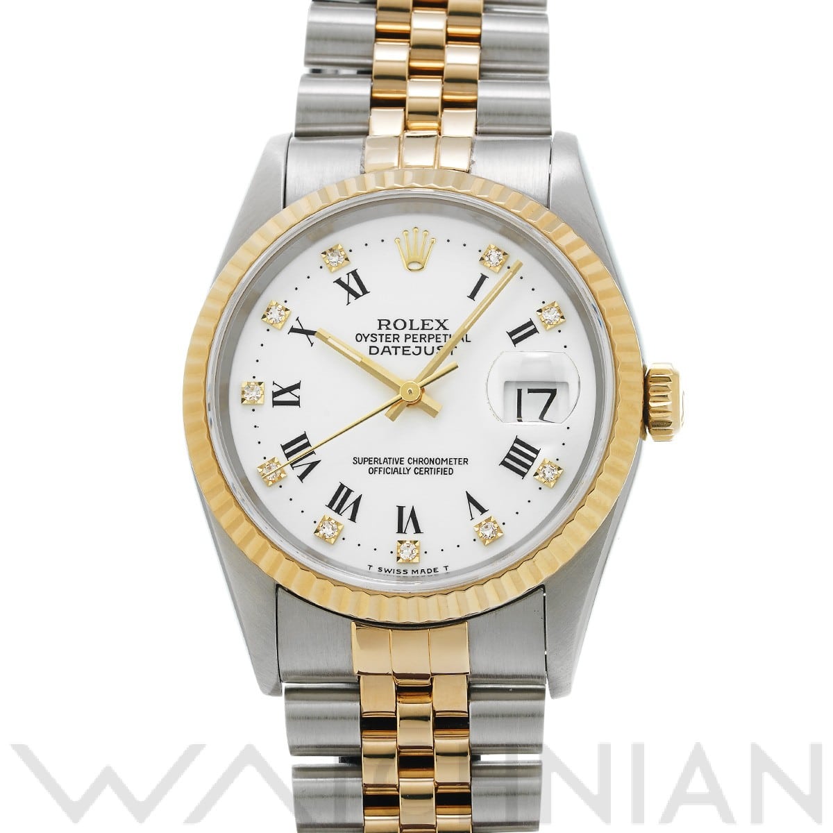 ロレックス デイトジャスト 16233G ホワイト/ダイヤモンド メンズ 時計 【中古】【wristwatch】