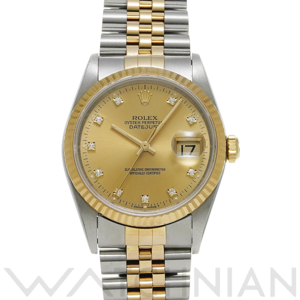 ロレックス デイトジャスト 16233G シャンパン/ダイヤモンド メンズ 時計 【中古】【wristwatch】
