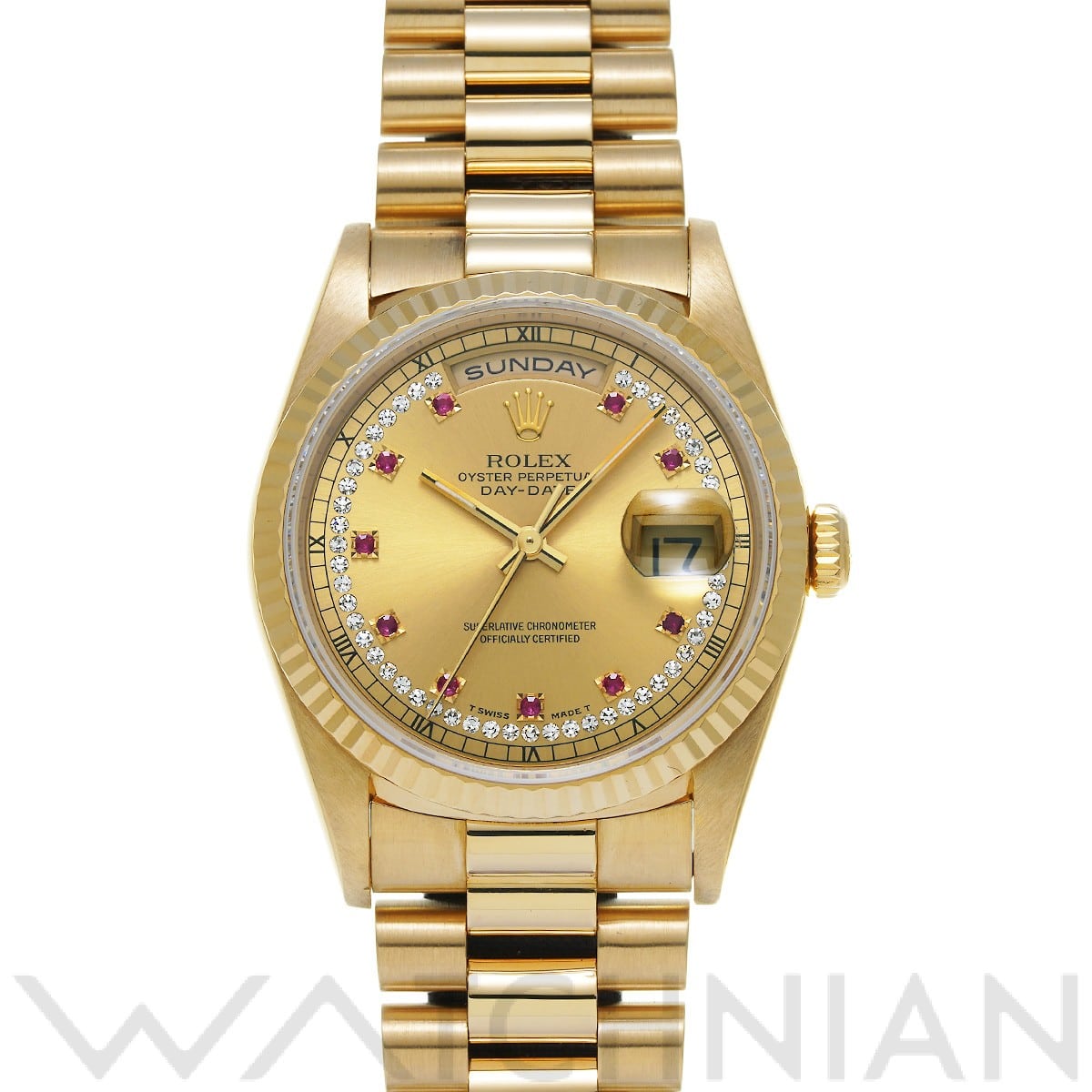 ロレックス デイデイト 18238LR シャンパン/ダイヤモンド/ルビー メンズ 時計 【中古】【wristwatch】
