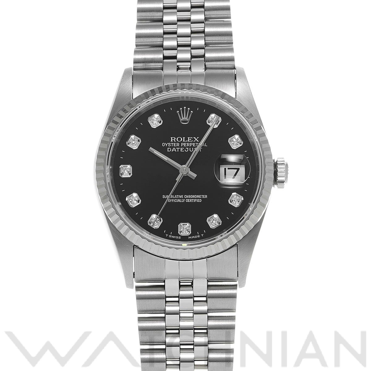 ロレックス デイトジャスト 16234G ブラック/ダイヤモンド メンズ 時計 【中古】【wristwatch】