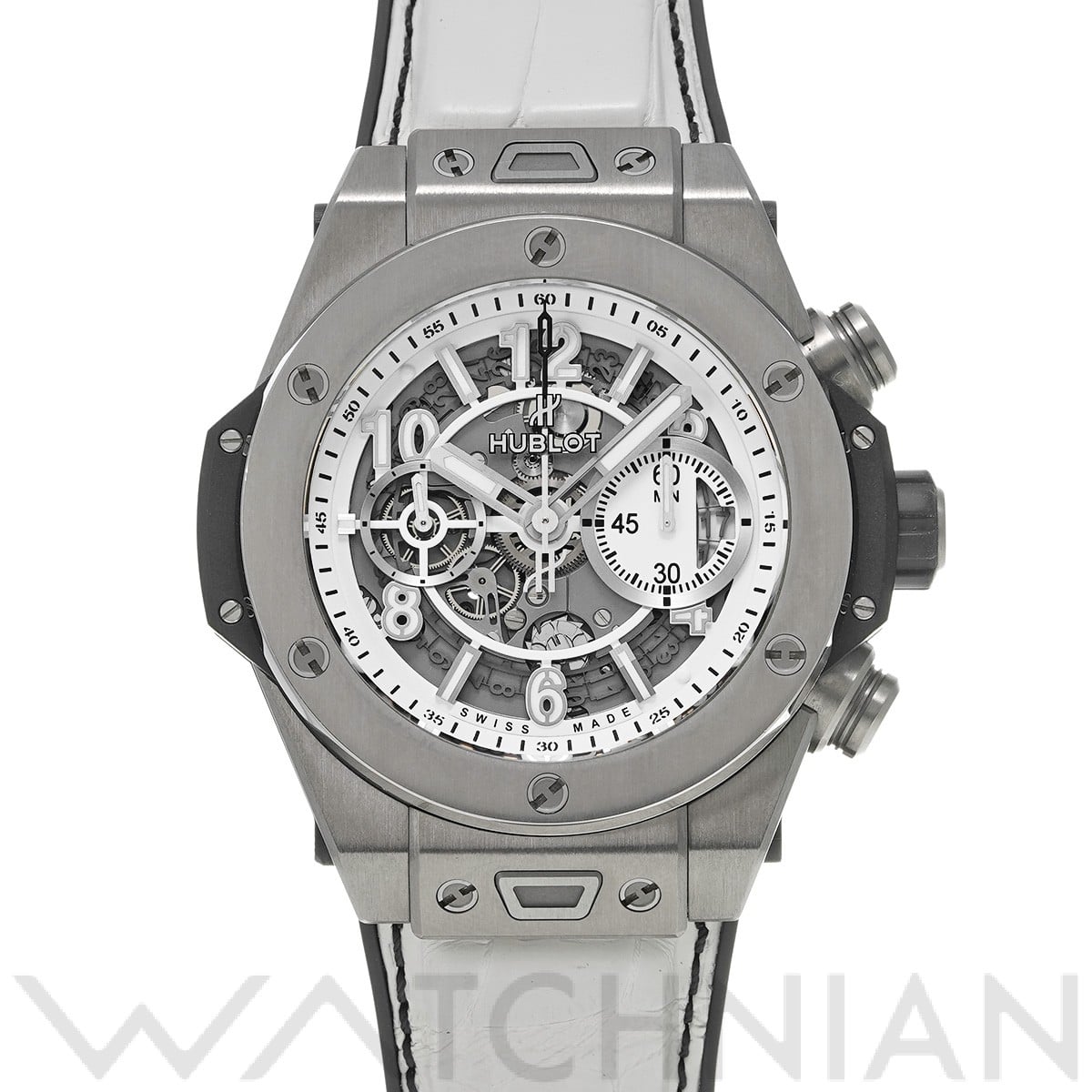 ウブロ / HUBLOT ビッグバン ウニコ チタニウム ブラック&ホワイト 411.NE.2010.LR.JSM15 マットホワイトスケルトン メンズ 時計 【中古】【wristwatch】