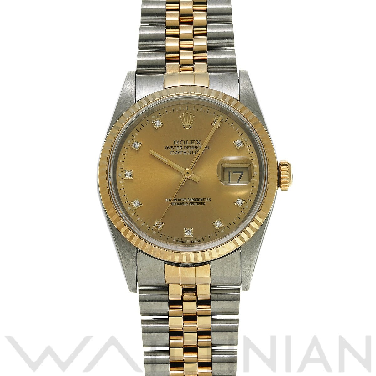 ロレックス デイトジャスト 16233G シャンパン/ダイヤモンド メンズ 時計 【中古】【wristwatch】