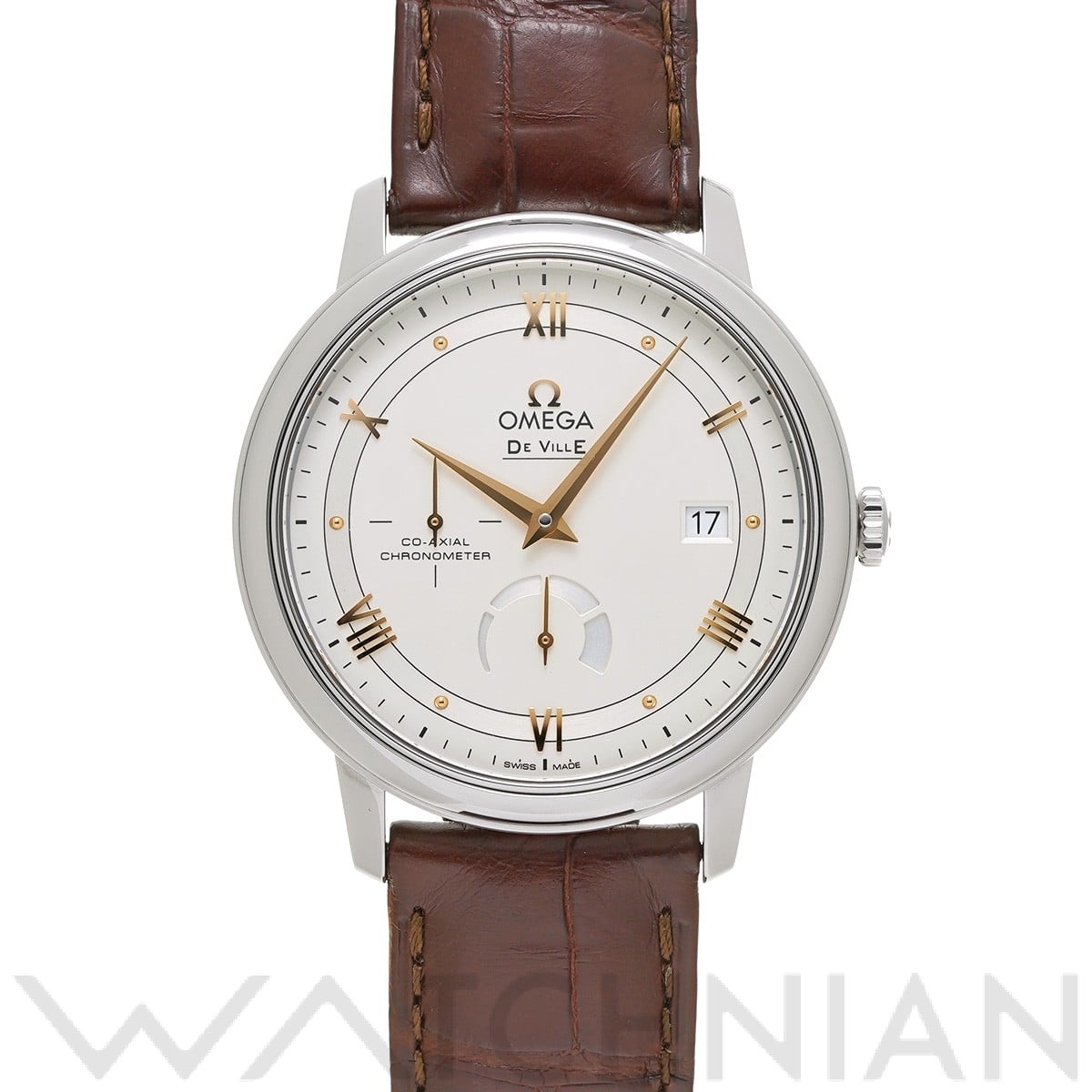 デ・ヴィル プレステージ コーアクシャル パワーリザーブ 424.13.40.21.02.002 シルバー オメガ OMEGA メンズ 【中古】