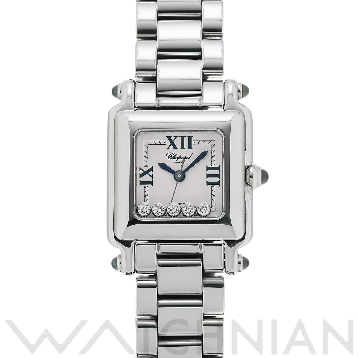 ショパール ハッピースポーツ スクエア 27/8893-23 ホワイト/ダイヤモンド レディース 時計 【中古】【wristwatch】