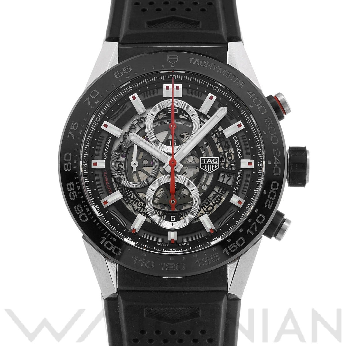 カレラ キャリバーホイヤー01 クロノグラフ CAR2A1Z.FT6044 ブラック タグ ホイヤー TAG HEUER メンズ 【中古】