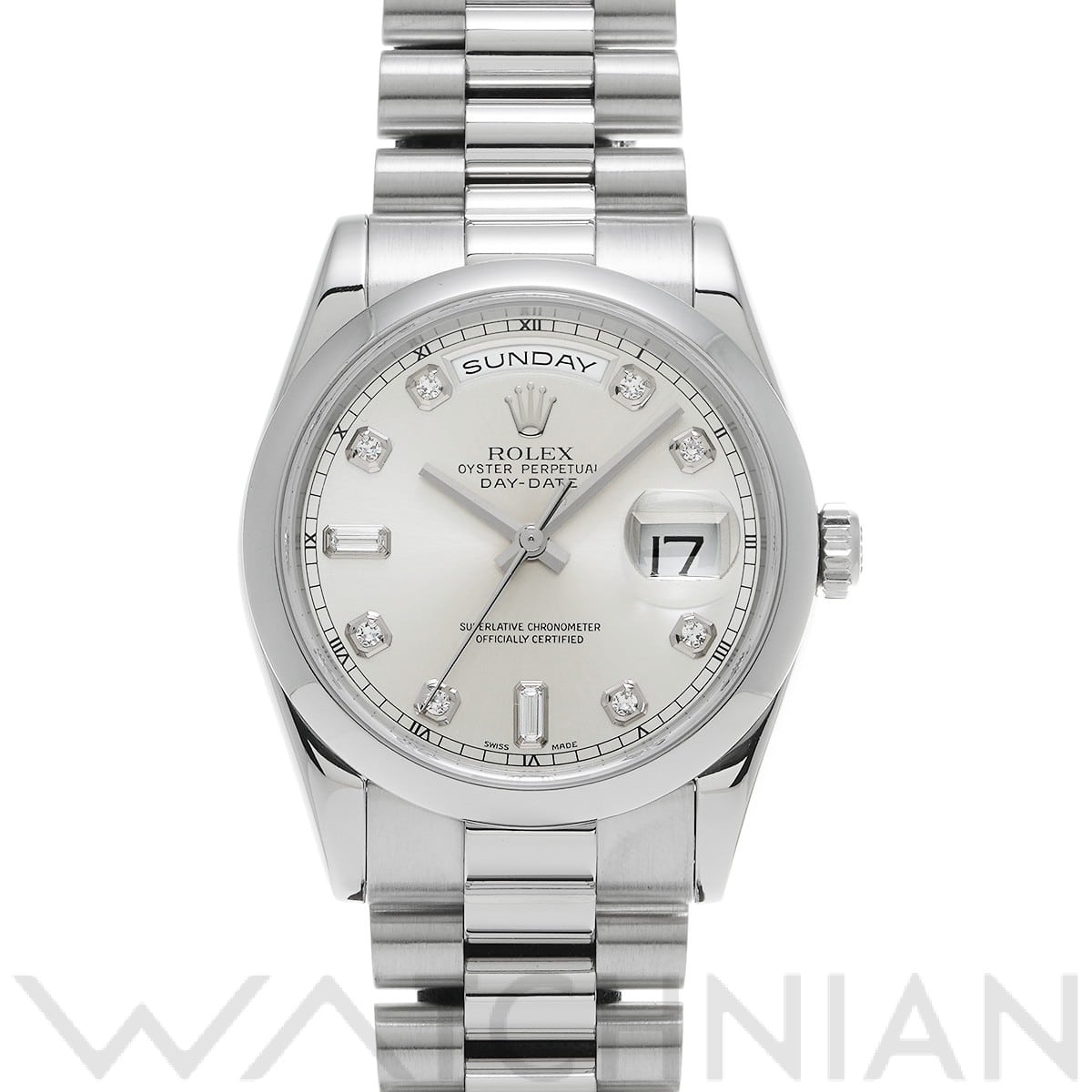 ロレックス デイデイト 36 118206A シルバー/ダイヤモンド メンズ 時計 【中古】【wristwatch】