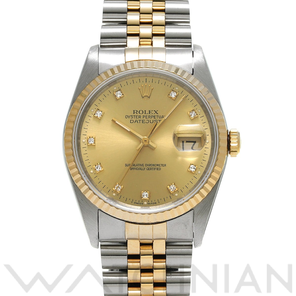 ロレックス デイトジャスト 16233G シャンパン/ダイヤモンド メンズ 時計 【中古】【wristwatch】