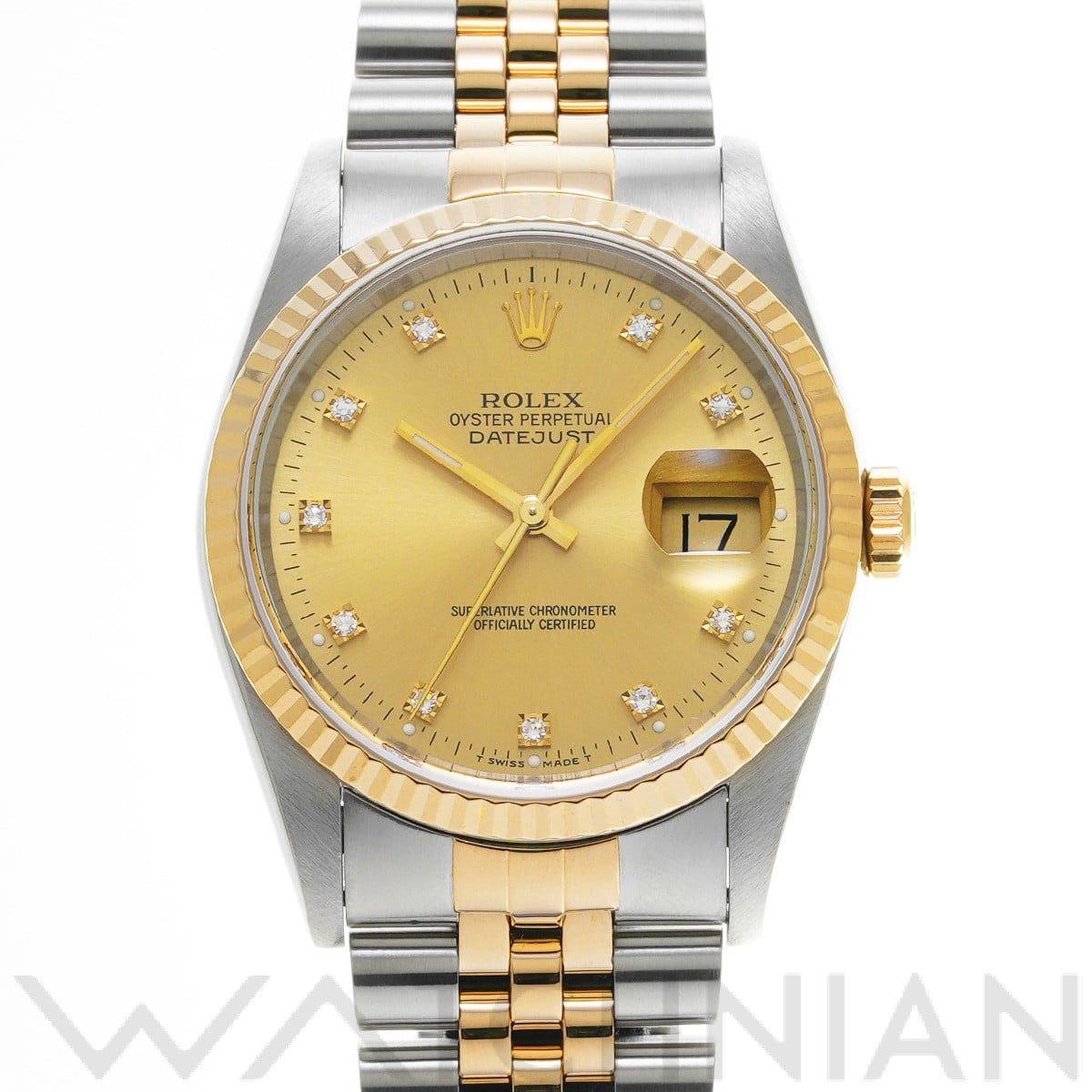 ロレックス デイトジャスト 16233G シャンパン/ダイヤモンド メンズ 時計 【中古】【wristwatch】